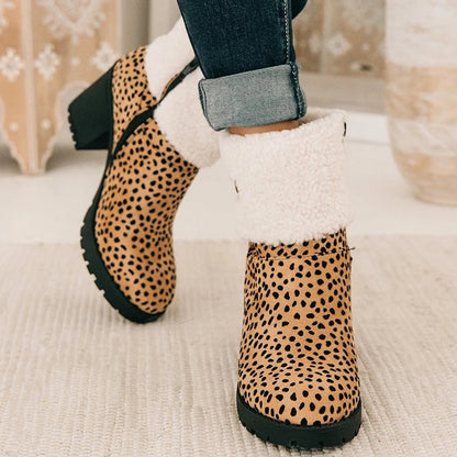 Women Thick Heel Flocking Boots