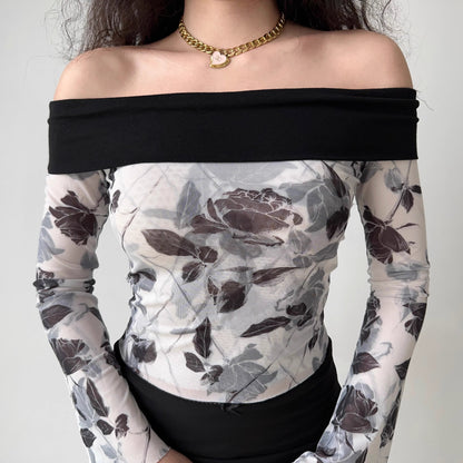 Rose Art Bell Sleeve Top ~ HANDMADE