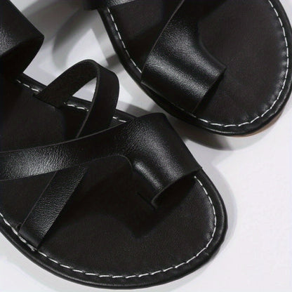 Women's Toe Loop Cross Strap Flat Slippers