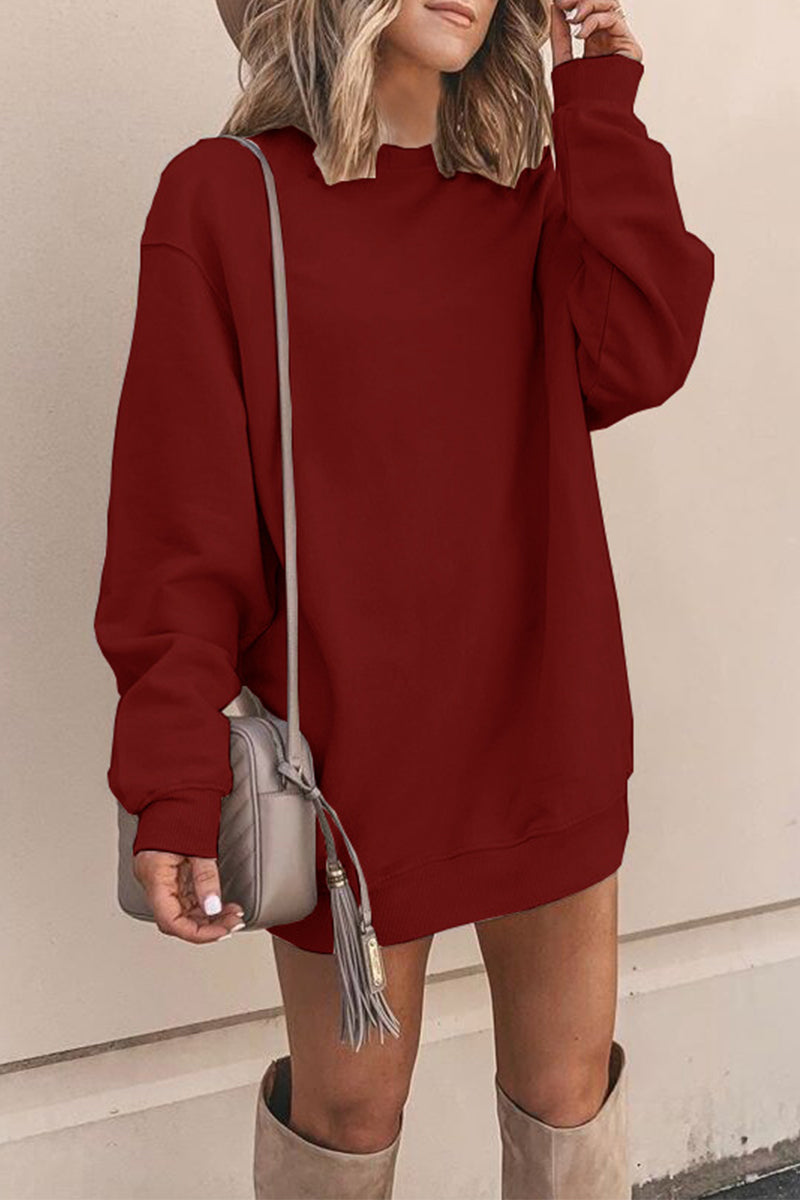 Casual Solid Color O Neck A Line Dresses(9 Colors)