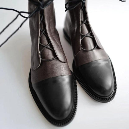 Women'S Paneled Lace-Up Short Martin Boots Biker Boots 67071946