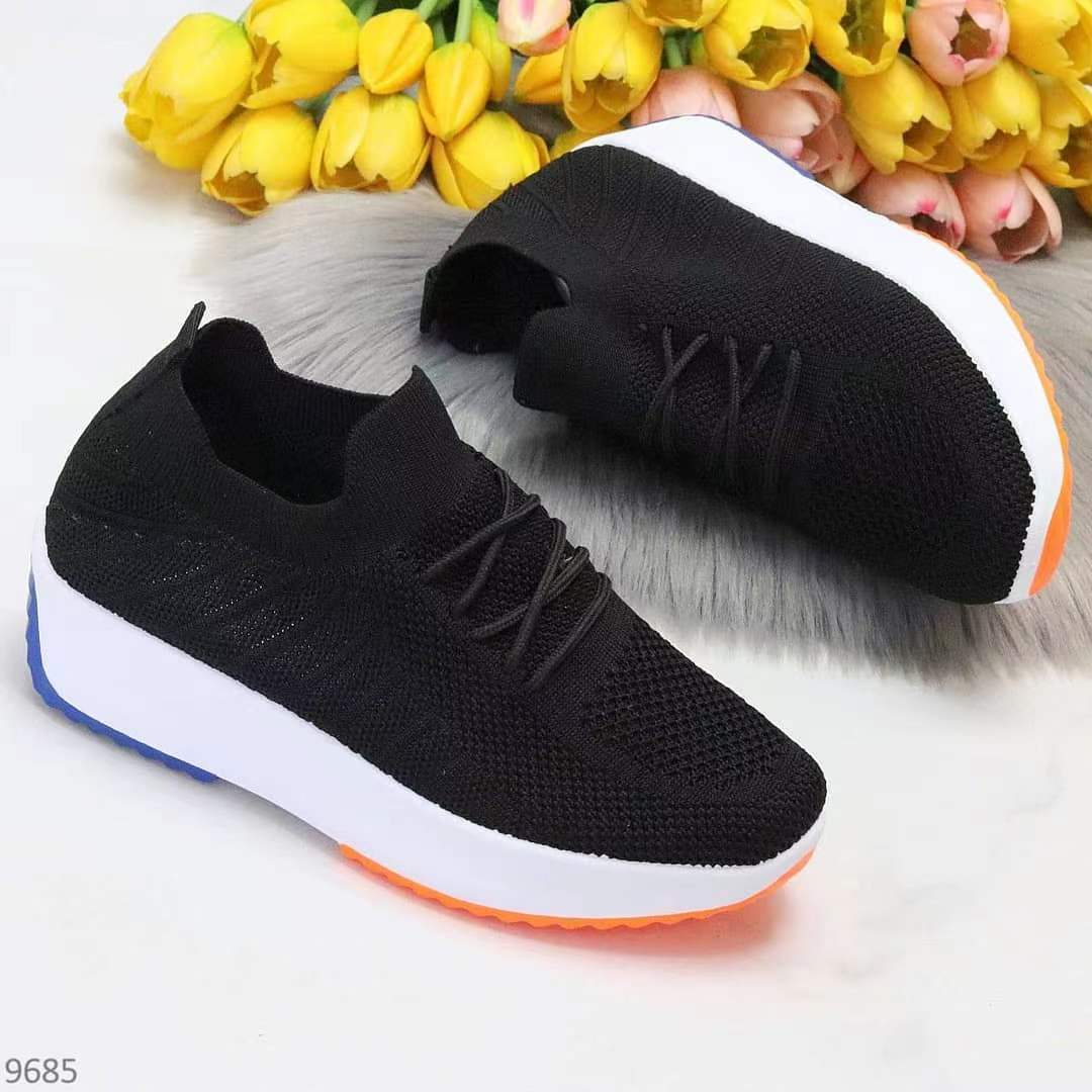 Lace-up Contrast Paneled Knit Slip On Sneakers