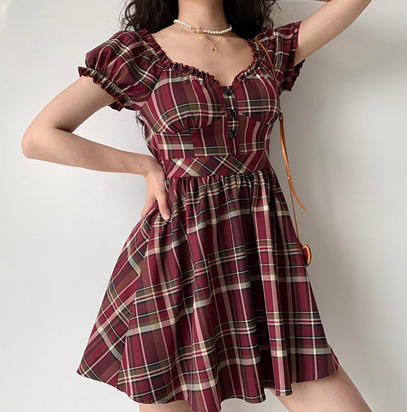 Zandria Plaid Bustier Dress ~ HANDMADE