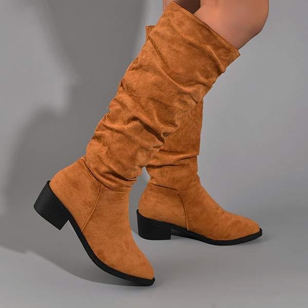 Women's Chunky Heel Suede Boots 66166090C