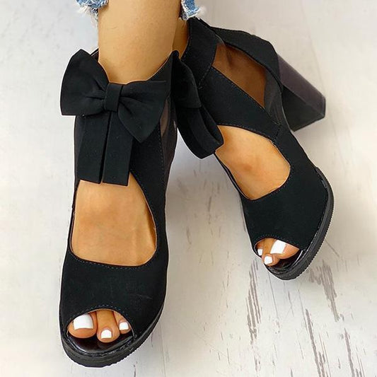 Women'S Chunky High Heel Cutout Ladies Sandals 00040332C