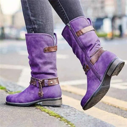 Women'S Low Heel Block Heel Cold Warming Boots 55536489C