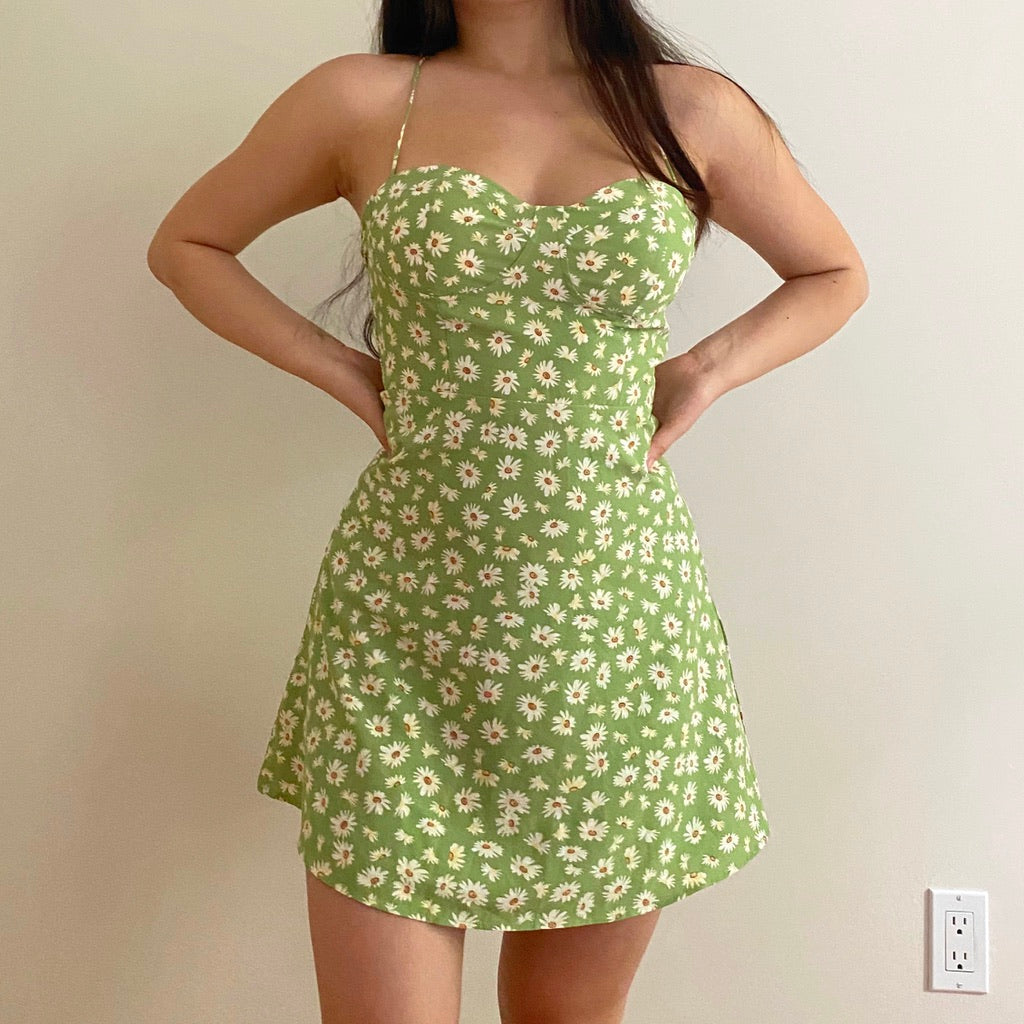 Sage Daisy Bustier Dress ~ HANDMADE