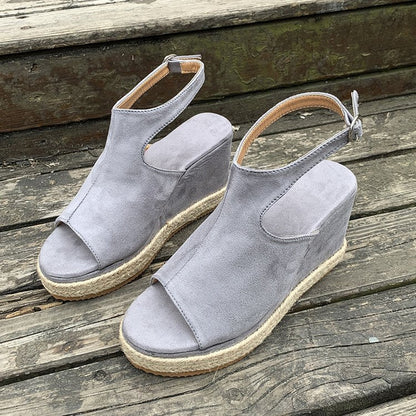 Women's Platform Wedge Suede Sandals