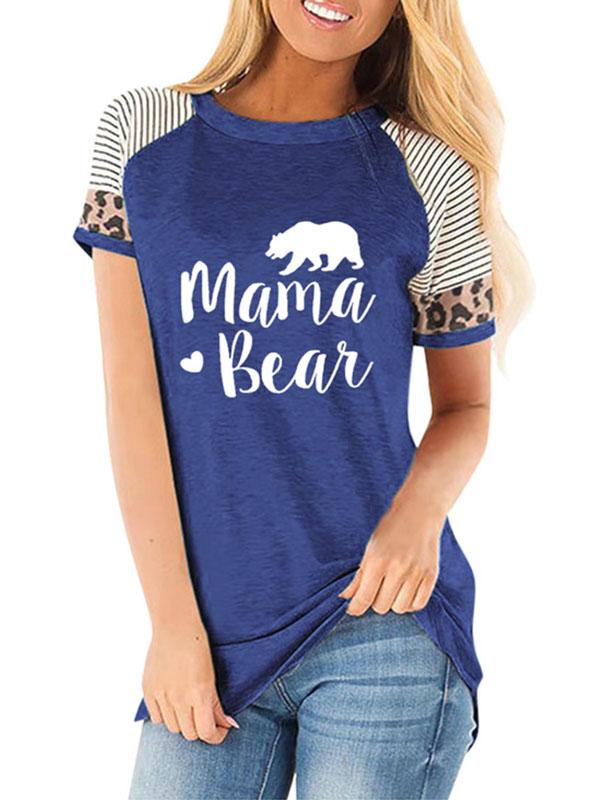 Short Sleeve Printed MAMA BEAR Slim T-shirt