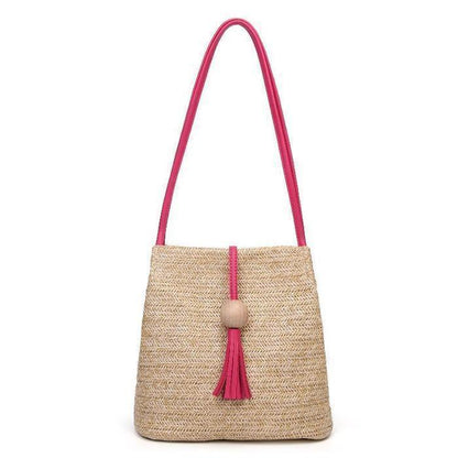 Womens Woven Straw Casual Beach Style Shoulder Bags