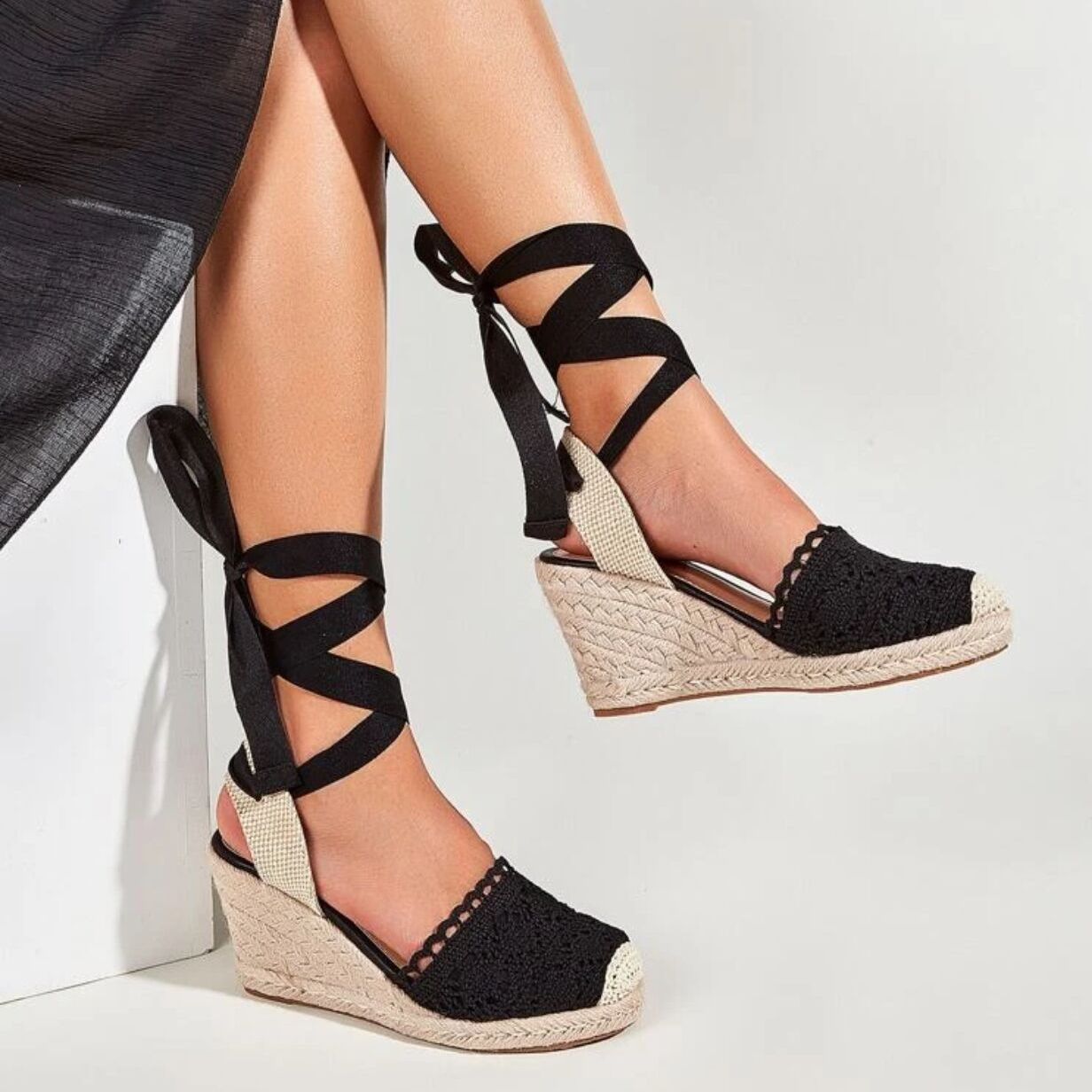 Comfortable Wedge Espadrilles: Women's Lace-Up Sandals for Beach Vacations