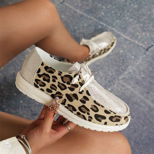 Women's Color-Block Flat Lace-Up Slip-On Loafers 41128402C
