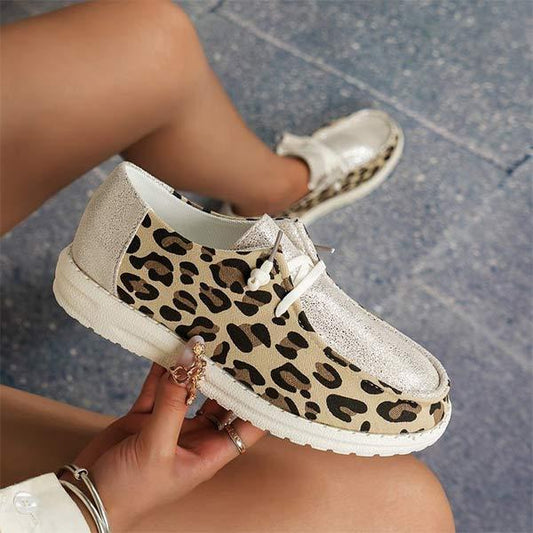Women's Color-Block Flat Lace-Up Slip-On Loafers 41128402C