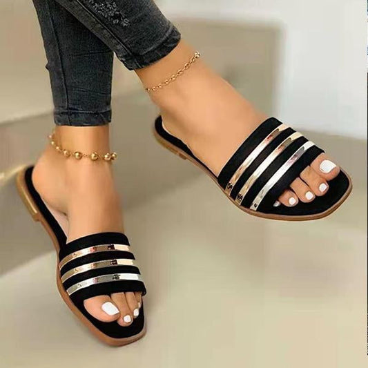 Women's Comfort Flat Casual Fashion Square Toe Slippers 67427335C