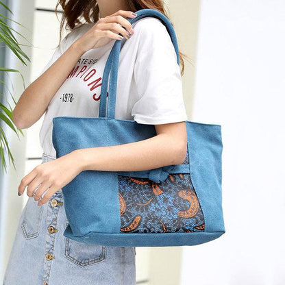 Bohemian Floral Casual Canvas Shoulder Bag Handbag