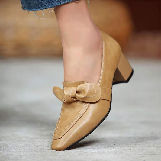 Women's Chunky Heel and Mid-Heel Bow Detail Pumps 83800498C