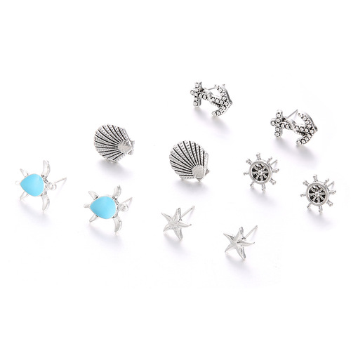 Boho Turquoise Stud Earring Set