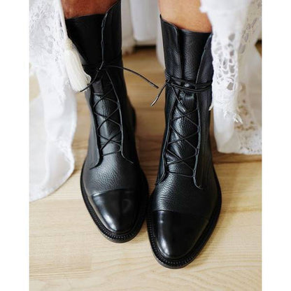 Women'S Paneled Lace-Up Short Martin Boots Biker Boots 67071946