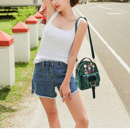Bohemian Forest Cartoon Pattern Backpack Female Crossbody Bag