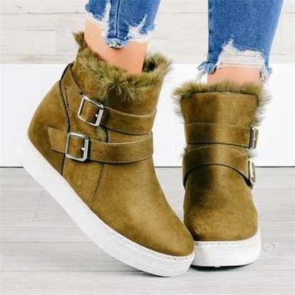 Faux Fur-Lined Suede Hidden Wedge Boots