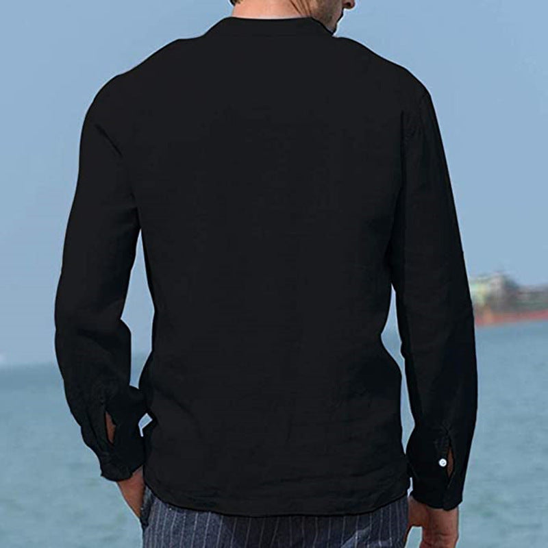 Men's Casual Long Sleeve Pocket Loose Shirt