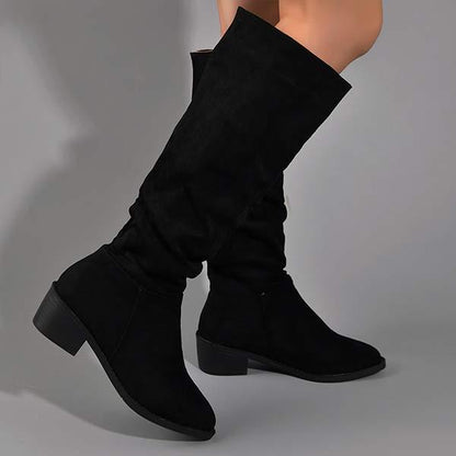 Women's Chunky Heel Suede Boots 66166090C