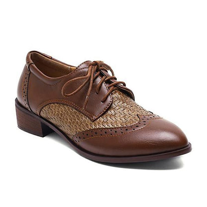 Women's Plaid Casual Fashion Stitching Lace-up Shoes 25631065C