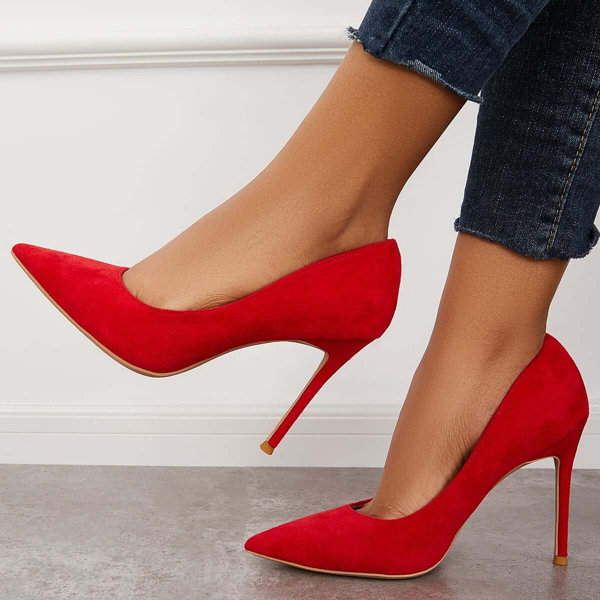 Classic Suede Pointed Toe Dress Pumps Stiletto High Heels