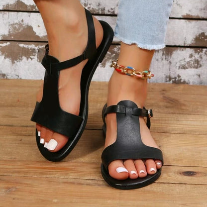 Black T-Strap Sandals: Rome Style