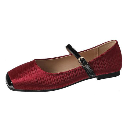 Women's Low Heel Square Toe Slip-on Flats 63957443C