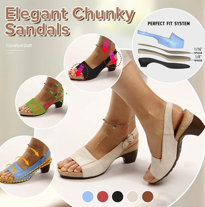 Women's Elegant & Comfortable Open Toe Low Chunky Heel Sandals