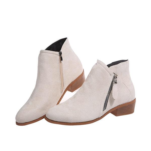 Women'S Chunky Heel Side Zip Ankle Boots 02413941