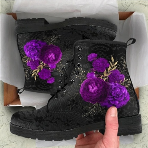 Simple Flower And Leaf Martin Boots