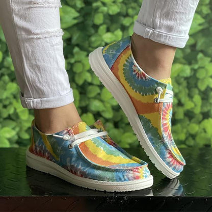 Women's Colorful Tie-Dye Series Flat Canvas Shoes 18493943C