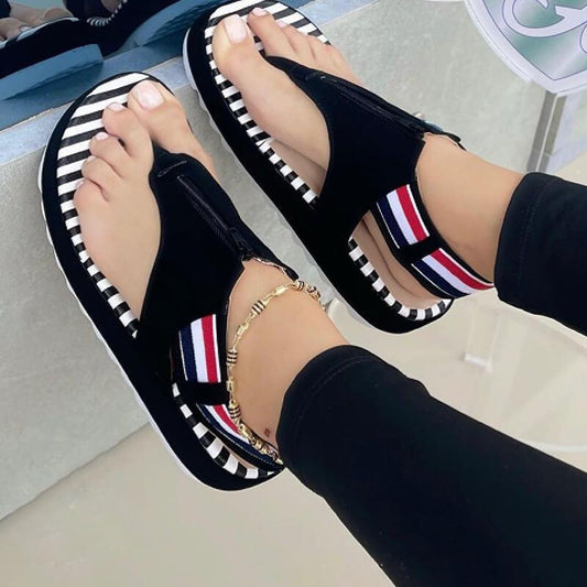 Women's Casual Daily Comfy Zipper Flat Sandals