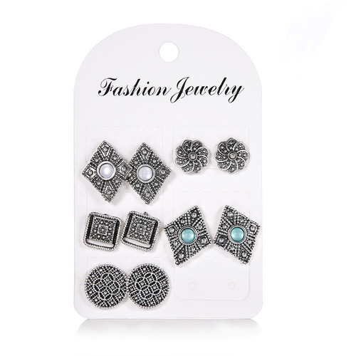 Boho Turquoise Stud Earring Set
