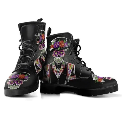 Skull Rose Martin Boots