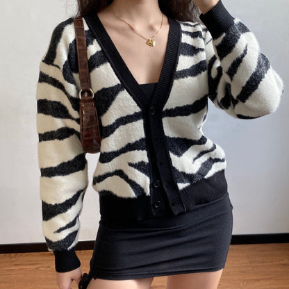 Zebra Loose Knit Cardigan