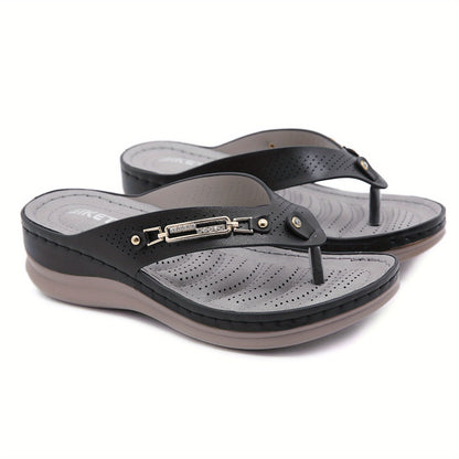 Stylish Women's Wedge Slides - Anti-Slip Platform Flip Flops