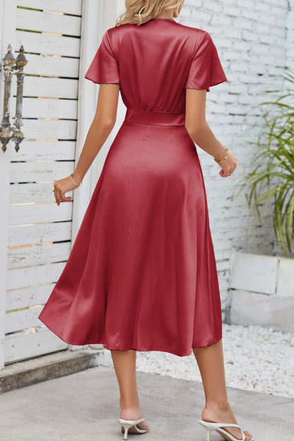 Celebrities Elegant Solid Fold With Bow V Neck A Line Dresses