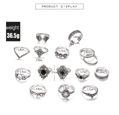 Bohemian Vintage 15PCS Ring Set