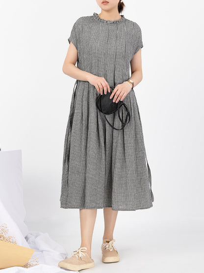 Soft Cotton Loose Midi Dress With Back Button Fastening