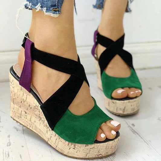 Women's Casual Peep Toe Wedge Sandals