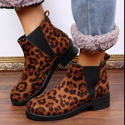 Suede Leopard Print Boots