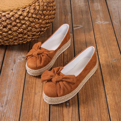 Women's Fashion Bow Knot Slip On Platform Flats 13637807S