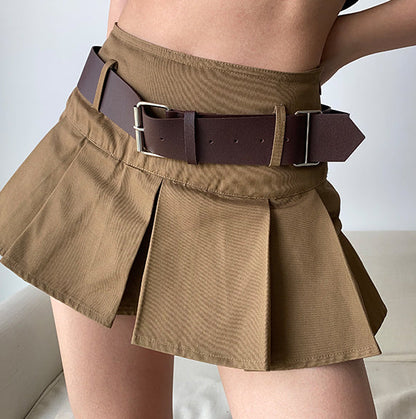 Y2K Corduroy Pleated Mini Skirt