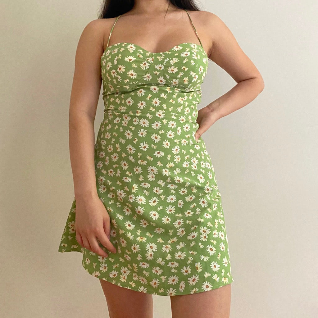 Sage Daisy Bustier Dress ~ HANDMADE