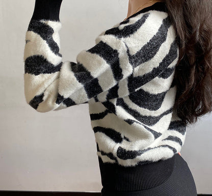 Zebra Loose Knit Cardigan