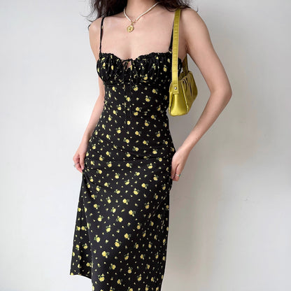 Yellow Florals Midi Dress