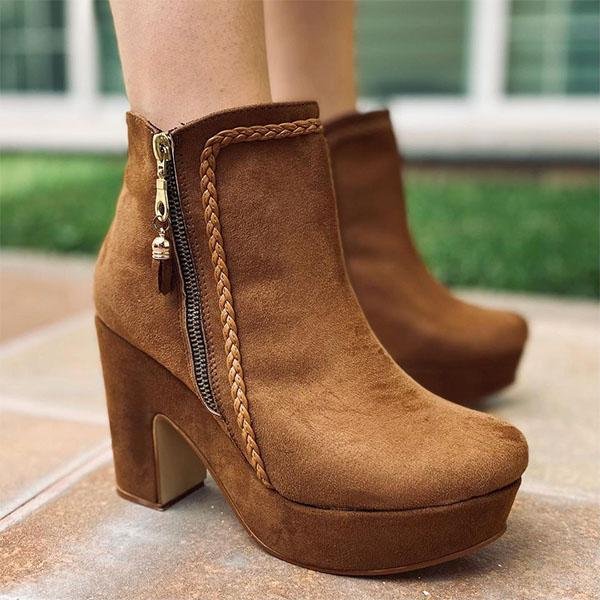 Miranda Cozy Chunky Heel Faux Suede Boots